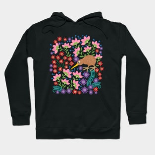 OKARITO KIWI BIRD New Zealand Cute Flightless Birdy Wildlife Nature Comeback Species with Bug and Flowers in Bright Multi-Colours - UnBlink Studio by Jackie Tahara Hoodie